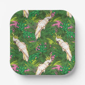 Parrot Patroon met palmbladeren Papieren Bordje (Voorkant)