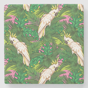 Parrot Patroon met palmbladeren Stenen Onderzetter