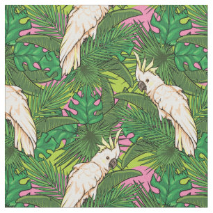 Parrot Patroon met palmbladeren Stof