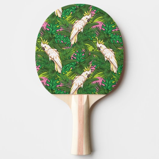 Parrot Patroon met palmbladeren Tafeltennisbatje (Voorkant)