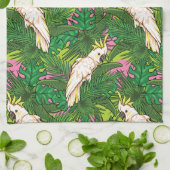 Parrot Patroon met palmbladeren Theedoek (Gevouwen)