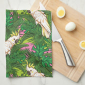 Parrot Patroon met palmbladeren Theedoek (Quarter Fold)