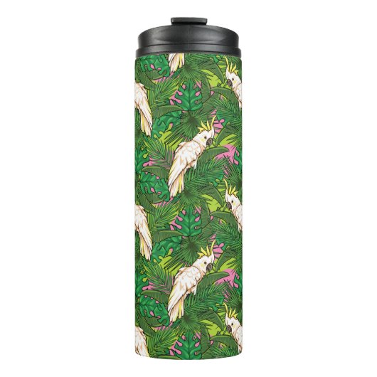Parrot Patroon met palmbladeren Thermosbeker (Voorkant)