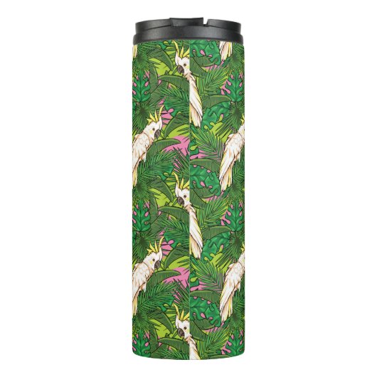 Parrot Patroon met palmbladeren Thermosbeker (Achterkant)