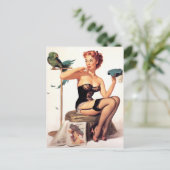 Parrot Pin Up Briefkaart (Staand voorkant)