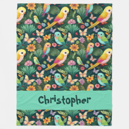 Parrot Playground: A Vibrant Dance of Tropical Fleece Deken