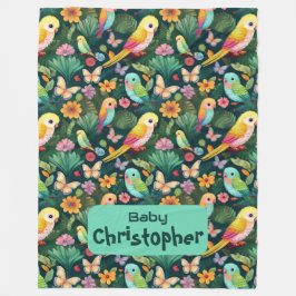 Parrot Playground: een levendige dans van tropisch Fleece Deken
