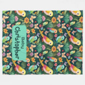 Parrot Playground: een levendige dans van tropisch Fleece Deken (Voorkant (Horizontaal))