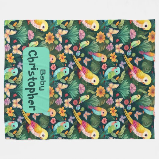 Parrot Playground: een levendige dans van tropisch Fleece Deken (Voorkant (Horizontaal))