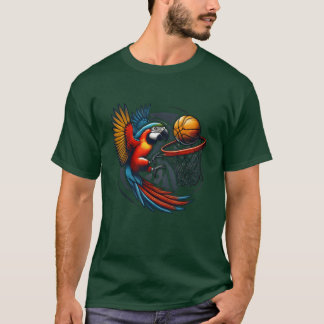 Parrot Playing Basketball Hobby Sports Birds funny T-shirt