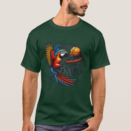 Parrot Playing Basketball Hobby Sports Birds funny T-shirt (Voorkant)