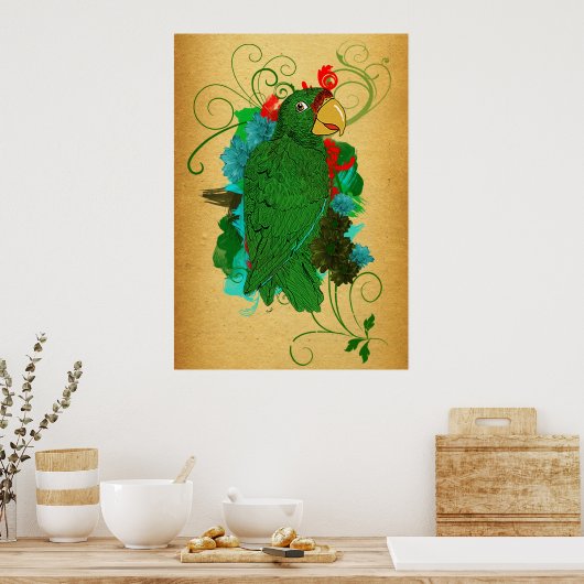 Parrot Print/Cotorra Poster (Keuken)