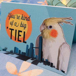 Parrot Pun, een soort grote Tiel Cockatiel-Valenti Feestdagen Kaart