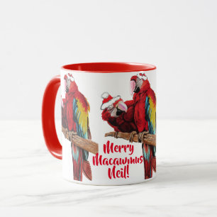 Parrot Red Birds Merry Kerstmis Macaw Red Mok