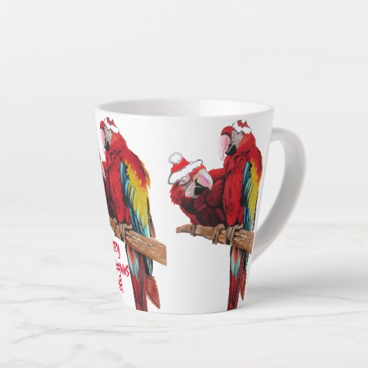 Parrot Red Merry kerstmis Macaw Latte Mok (Rechterhoek)