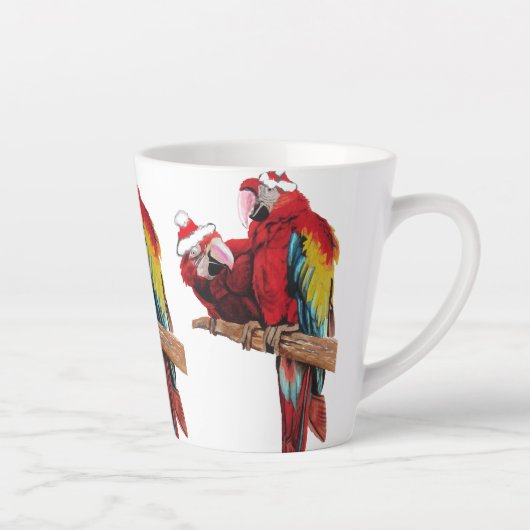 Parrot Red Merry kerstmis Macaw Latte Mok (Rechts)