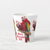 Parrot Red Merry kerstmis Macaw Latte Mok (Voorkant)