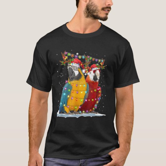 Parrot Reindeer Xmas Light Kerstannaments San T-shirt (Voorkant)