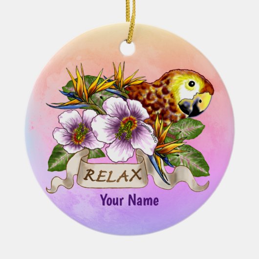 Parrot Relax Keramisch Ornament (Voorkant)