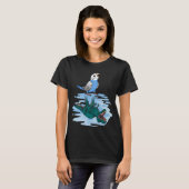 Parrot & Rex Reflection I Blue Budgie Budgerigar T-shirt (Voorkant volledig)