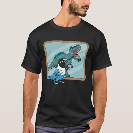 Parrot & Rex Reflection I Blue-gemaskerde Lovebird T-shirt (Voorkant)
