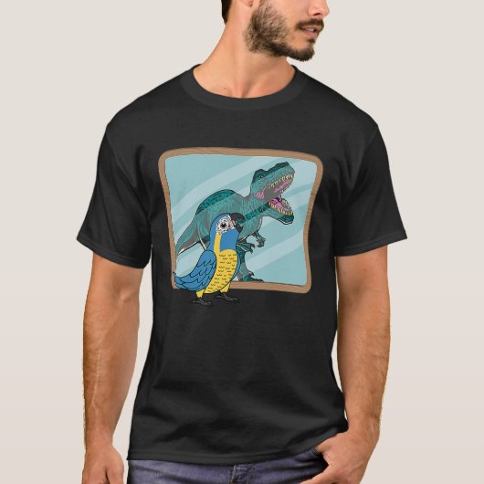 Parrot & Rex Reflection I Blue-troebel Macaw T-shirt (Voorkant)