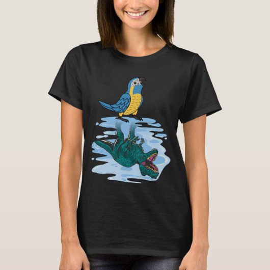 Parrot & Rex Reflection I Blue-troebel Macaw T-shirt (Voorkant)