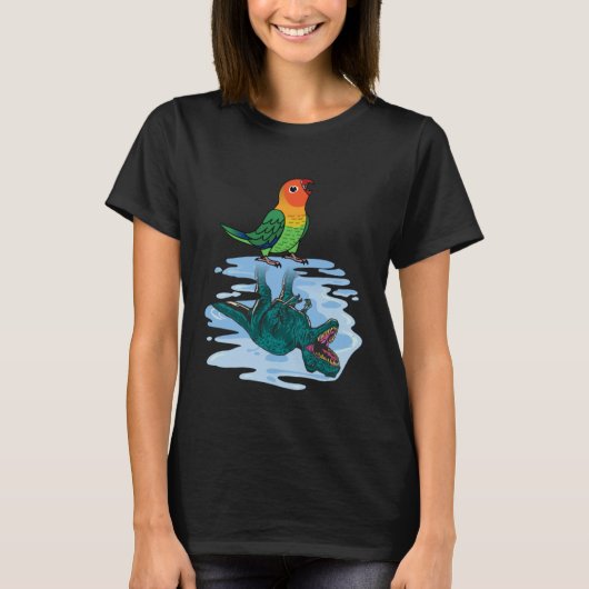 Parrot & Rex Reflection i Fischers Lovebird T-shirt (Voorkant)