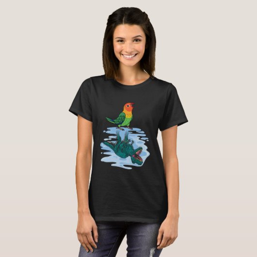 Parrot & Rex Reflection i Fischers Lovebird T-shirt (Voorkant volledig)
