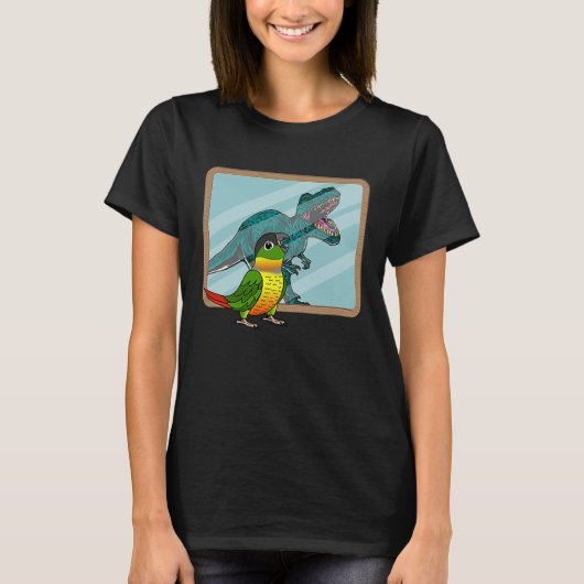 Parrot & Rex Reflection I Geel zijde Groene Cheek T-shirt (Voorkant)