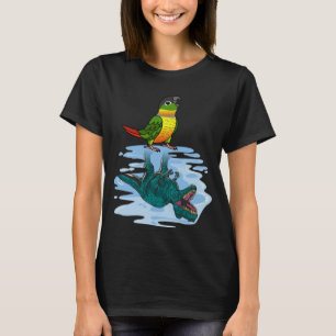 Parrot & Rex Reflection I Geel zijde Groene Cheek T-shirt