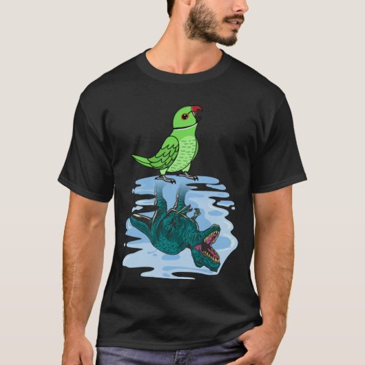 Parrot & Rex Reflection I Green Indian Ringneck T-shirt (Voorkant)