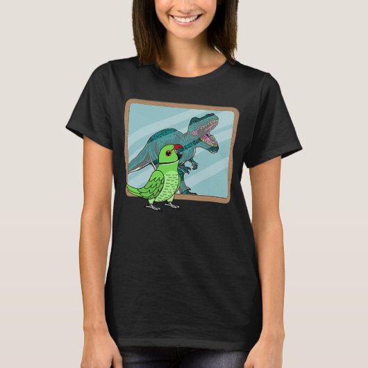 Parrot & Rex Reflection I Green Indian Ringneck T-shirt (Voorkant)