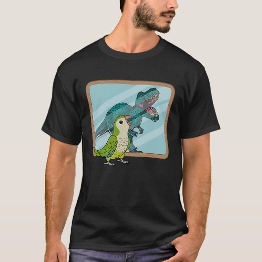 Parrot & Rex Reflection I Green Monk Parakeet Quak T-shirt (Voorkant)