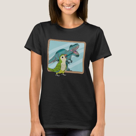 Parrot & Rex Reflection I Green Monk Parakeet Quak T-shirt (Voorkant)