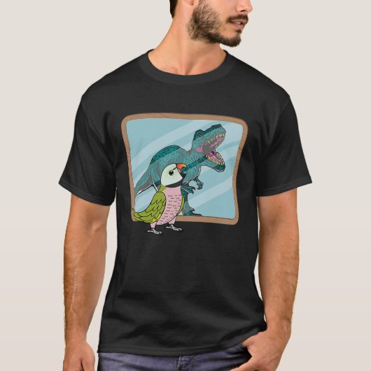 Parrot & Rex Reflection I Mustache Paraket T-shirt (Voorkant)