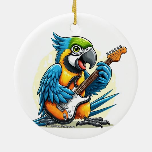 Parrot Rock Muziek Keramisch Ornament (Achterkant)