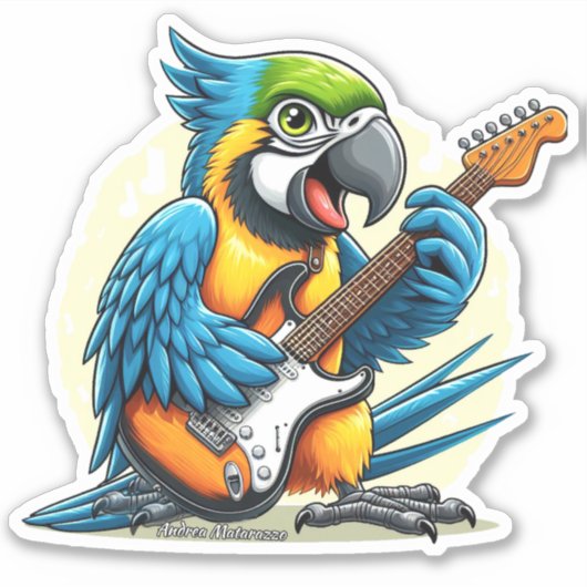 Parrot Rock Muziek Sticker (Voorkant)