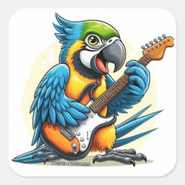 Parrot Rock Muziek Vierkante Sticker