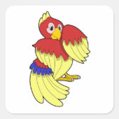 Parrot-rood Vierkante Sticker (Voorkant)