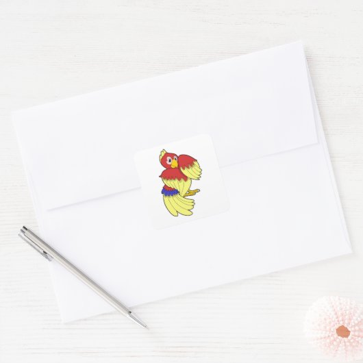 Parrot-rood Vierkante Sticker (Envelop)