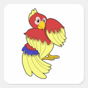 Parrot-rood Vierkante Sticker