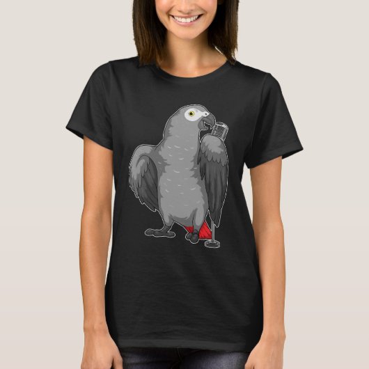 Parrot Singer Microphone Music T-shirt (Voorkant)