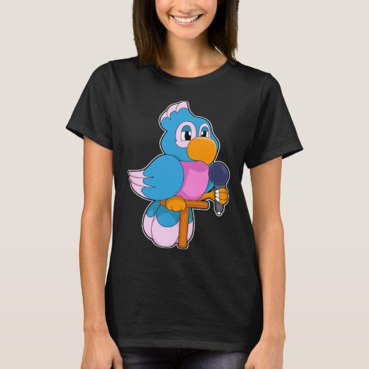 Parrot Singer Microphone Music T-shirt (Voorkant)