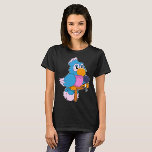 Parrot Singer Microphone Music T-shirt (Voorkant volledig)