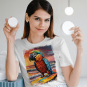 Parrot Surfen Schattigee kleurrijke stripillustrat T-shirt