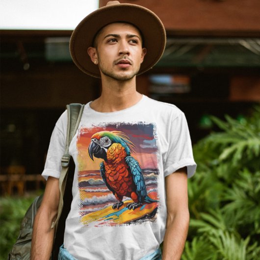 Parrot Surfen Schattigee kleurrijke stripillustrat T-shirt