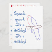 Parrot Thayed Birthday Party Invitations Kaart (Voorkant / Achterkant)