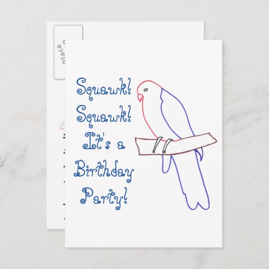 Parrot Theenmaal Party Invite Briefkaarten (Voorkant / Achterkant)