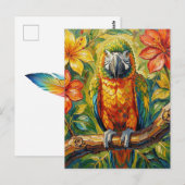 Parrot Themed Keeping in Touch  Briefkaart (Voorkant / Achterkant)